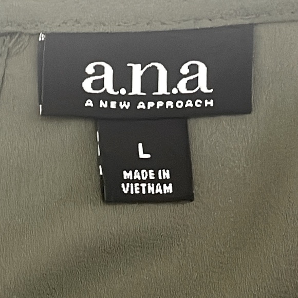 a.n.a. Olive Green Ruffle Hem Blouse - Picture 4 of 6
